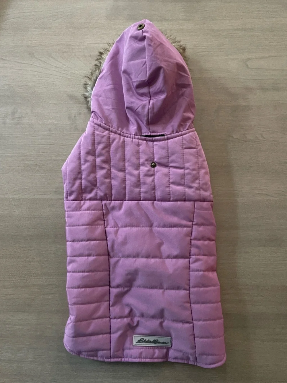 Eddie Bauer Pet Quilted Winter Dog Jacket w/Faux Fur Hood - Purple - Size Medium